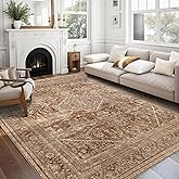vivorug 8x10 Area Rugs for Living Room, Non-Slip Backing Washable Rug 8x10, Large Area Rug Soft Carpet for Bedroom Dining Room, Vintage, Easy Clean, Durable, Low Pile Rug Under Table, Earth Tone
