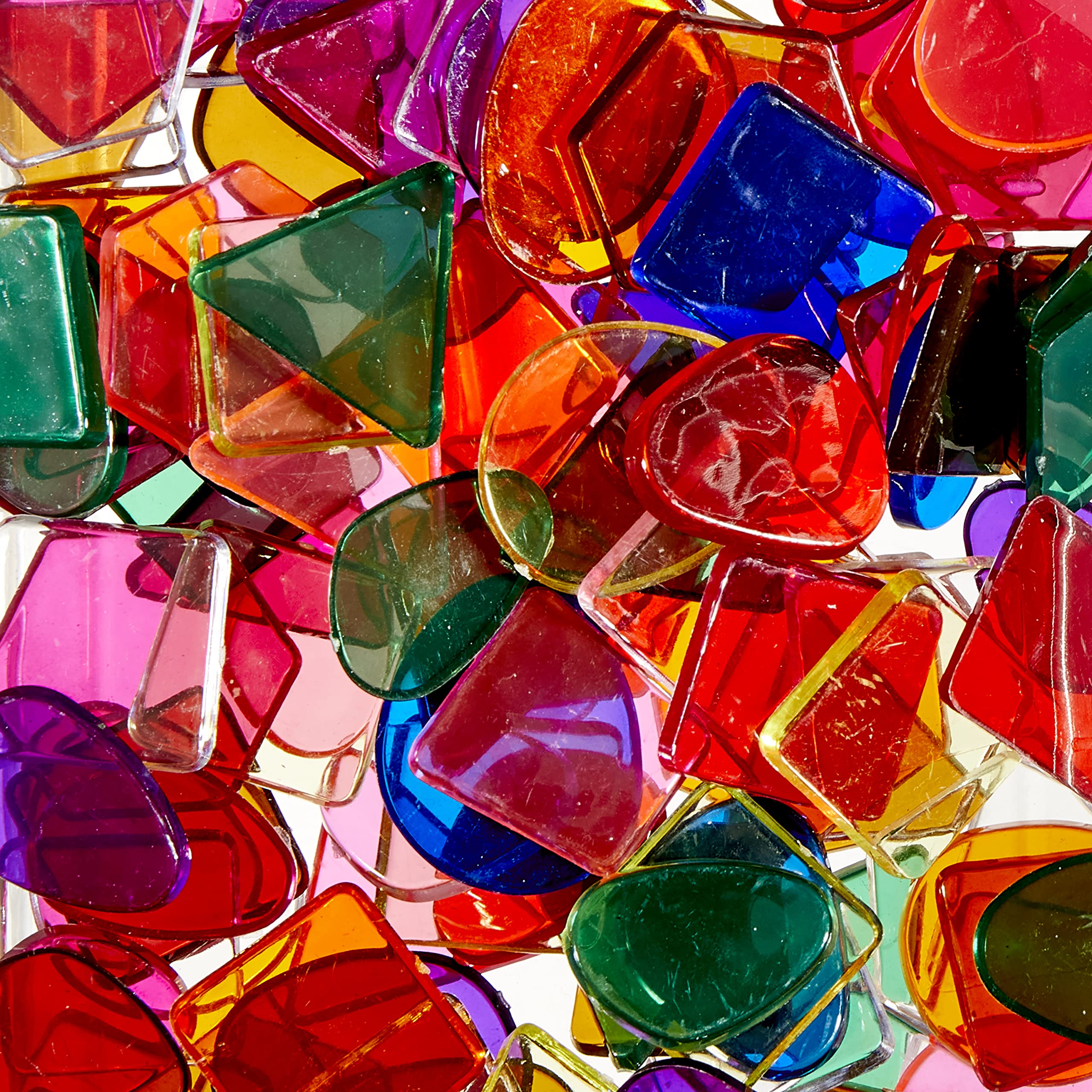 Scola Mosaic Translucent Tiles, 500g, Assorted Colours & Shapes, School Supplies, Art and Crafts Projects, Children's Craft Projects, For Kids