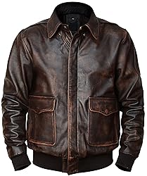 Leather Jacketz Mens Brown Leather Bomber Jacket