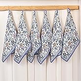 FINGERCRAFT Kitchen Towels, 100% Natural Cotton, Set of 6 Multi-Purpose Kitchen Cloth Very Soft Highly Absorbent Tea Towels for Home and Kitchen 20in X 30in Blue Floral