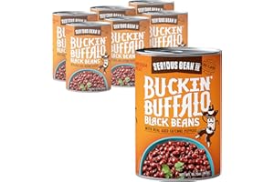 SERIOUS BEAN CO. SERIOUS Bean Co Buckin' Buffalo Black Beans, Fully Cooked, Plant-Based Canned Beans, Mild Spice, 6-Pack of 15.75 Oz. Cans
