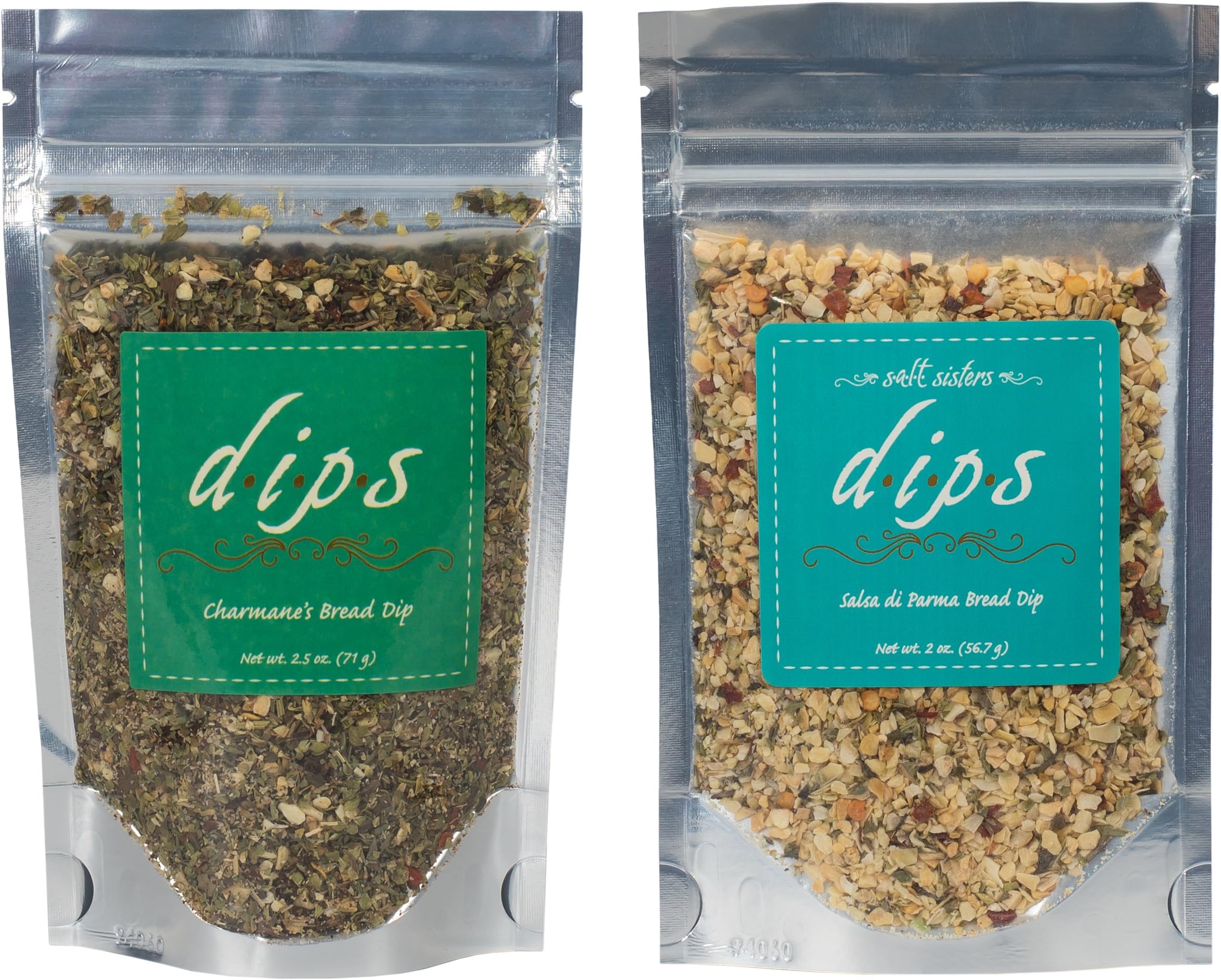 Salt Sisters Gourmet Seasoning Mix, Flavor Charmane's & Salsa di Parma Bread Dip, 2.5 & 2 Ounces Each, 2 Pack
