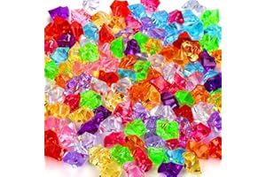 TEELIY 180-190pcs Premium Multicolored Fake Crushed Ice Rock Plastic Gems Jewels Acrylic Ice Rock Crystals Treasure Fake Diamonds Plastic Ice Cubes for Kids Toy Decoration Wedding Display Vase Fillers Crafts