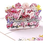 Oyydecor Happy 75th Birthday Pop-Up Card for Women, Wife, 75th Birthday Gift for, Mom, 3D Greeting Birthday Card with Blank Note and Envelope, 5" x7"