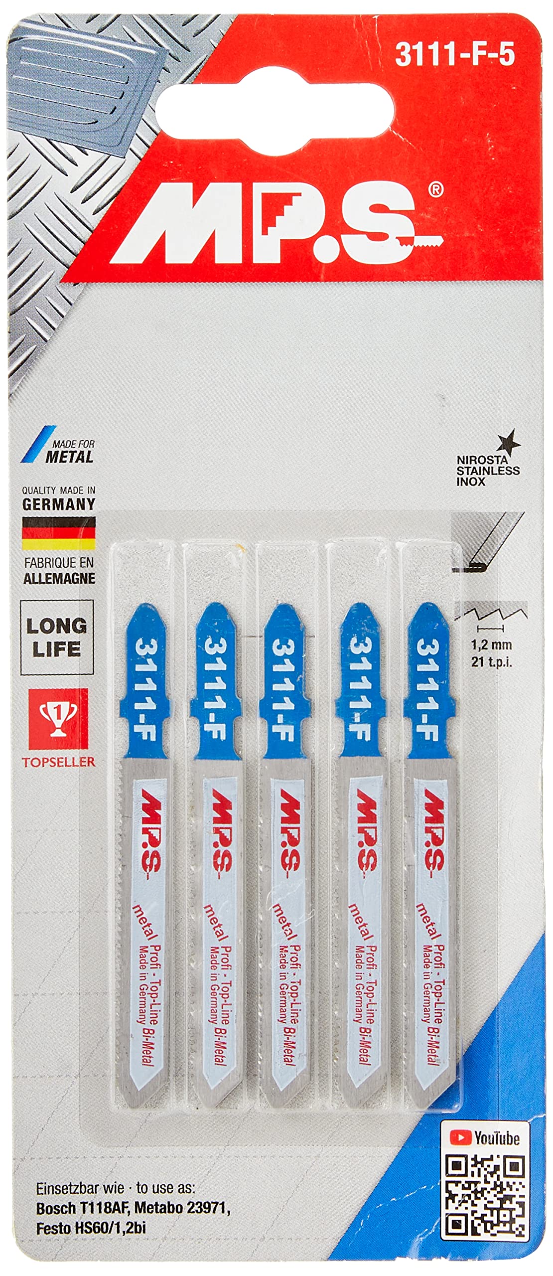 MPS Sägen 3111-F Bi-Metal Jigsaw Blades