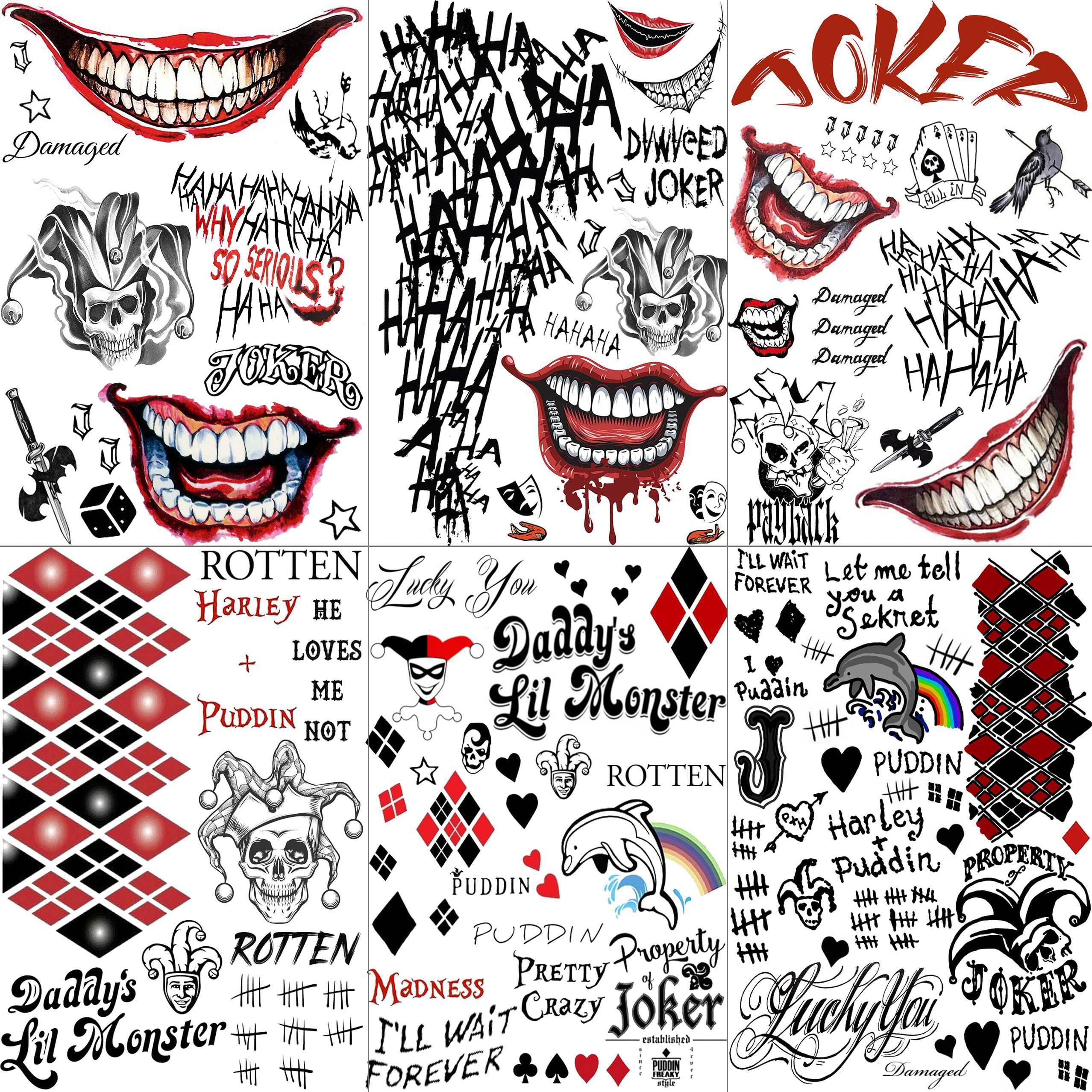 Mua 6 Sheets Halloween HQ and Joker Tattoos Hands, Damaged Joker