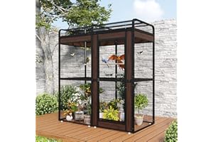 WONLINE Large Bird Cage for Parakeets Outdoor Bird Aviary Parrot Cage with Perch, Birdcage for Macaws Canaries Parrots Budgie Lovebirds-Black