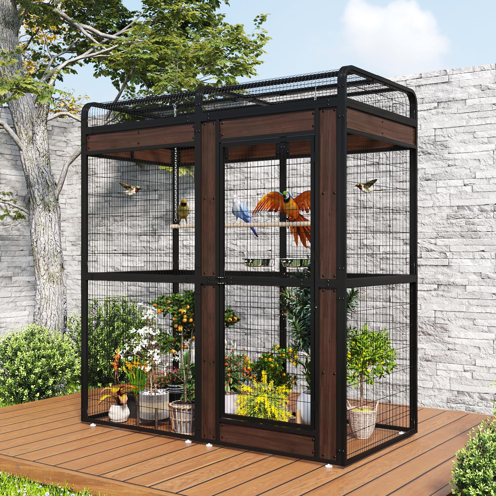 Photo 1 of ***PARTIAL SET*** Large Bird Cage for Parakeets Outdoor Bird Aviary Parrot Cage with Perch, Birdcage for Macaws Canaries Parrots Budgie Lovebirds-Black (2 Box Set)