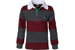 Sportoli Boys Cotton Wide Striped Long Sleeve Polo Rugby Shirt