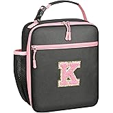 WOBAGMEN Initial Lunch Box for Women Girls,Insulated Lunch Bag with Monogram Letter,Cute Personalized Thermal Lunch Box for Teens Kids Adult for Work Camping Back to School Gift (pink, K)