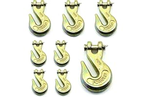 WorldPac (Pack of 8) 3/8-inch, Grade 70 Clevis Grab Hook, Yellow Chromate Finish