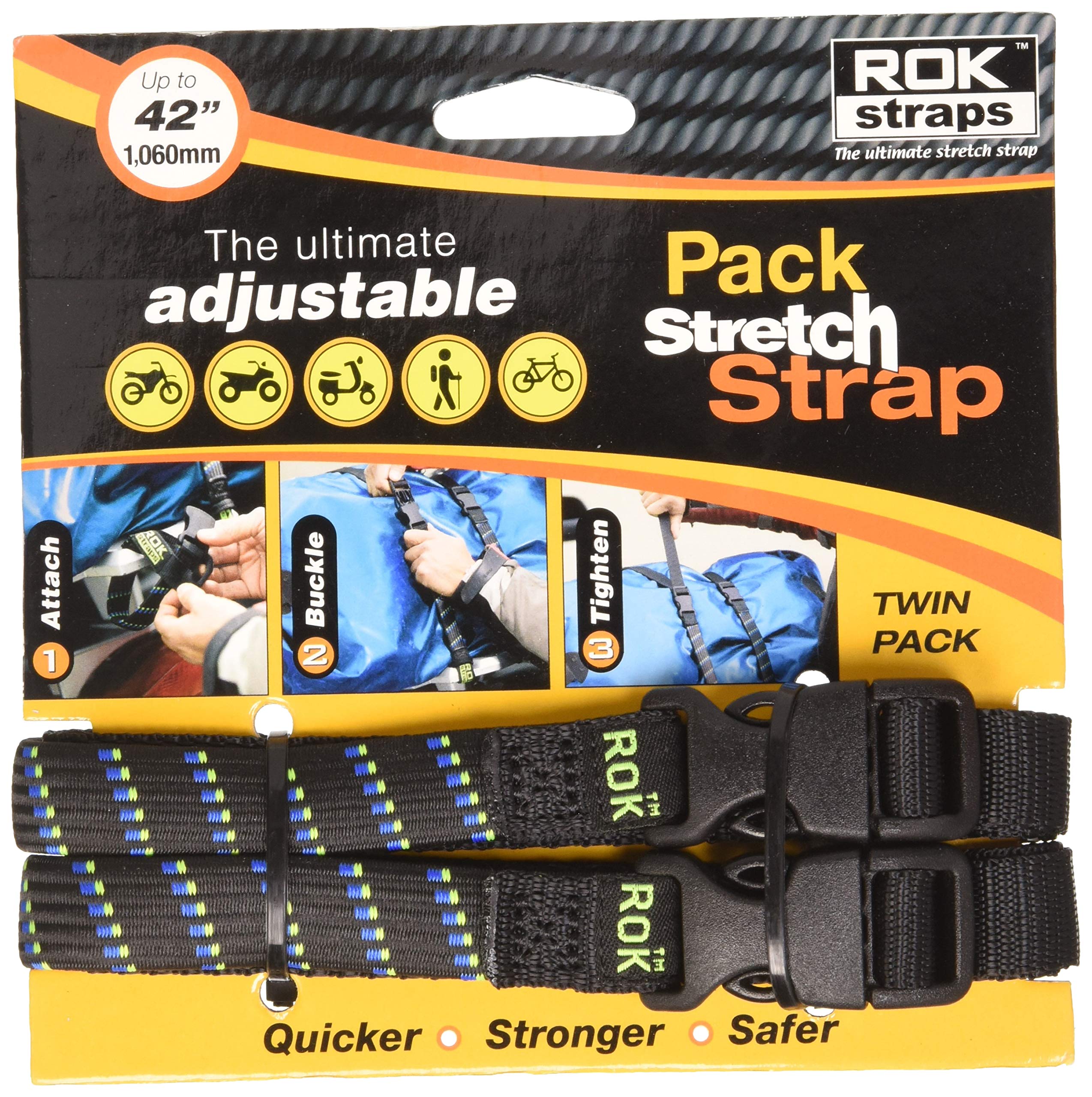 OXFORD ROK Straps MD 16mm Adj Black + Blue/Green - ROK305