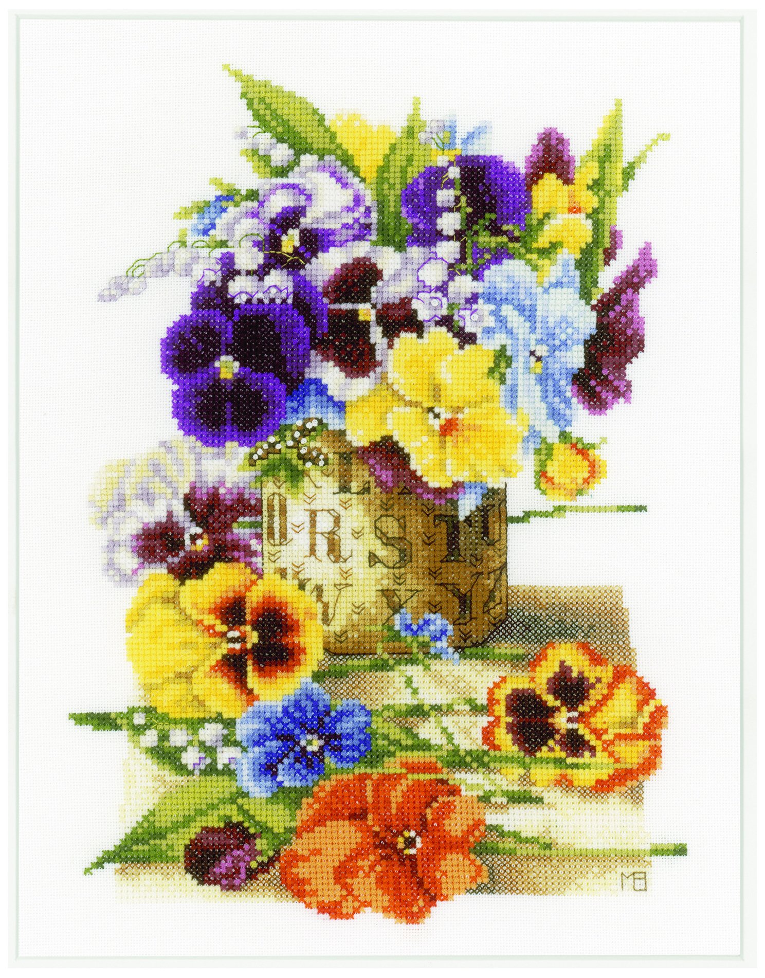 Lanarte Pot of Pansies (AIDA)