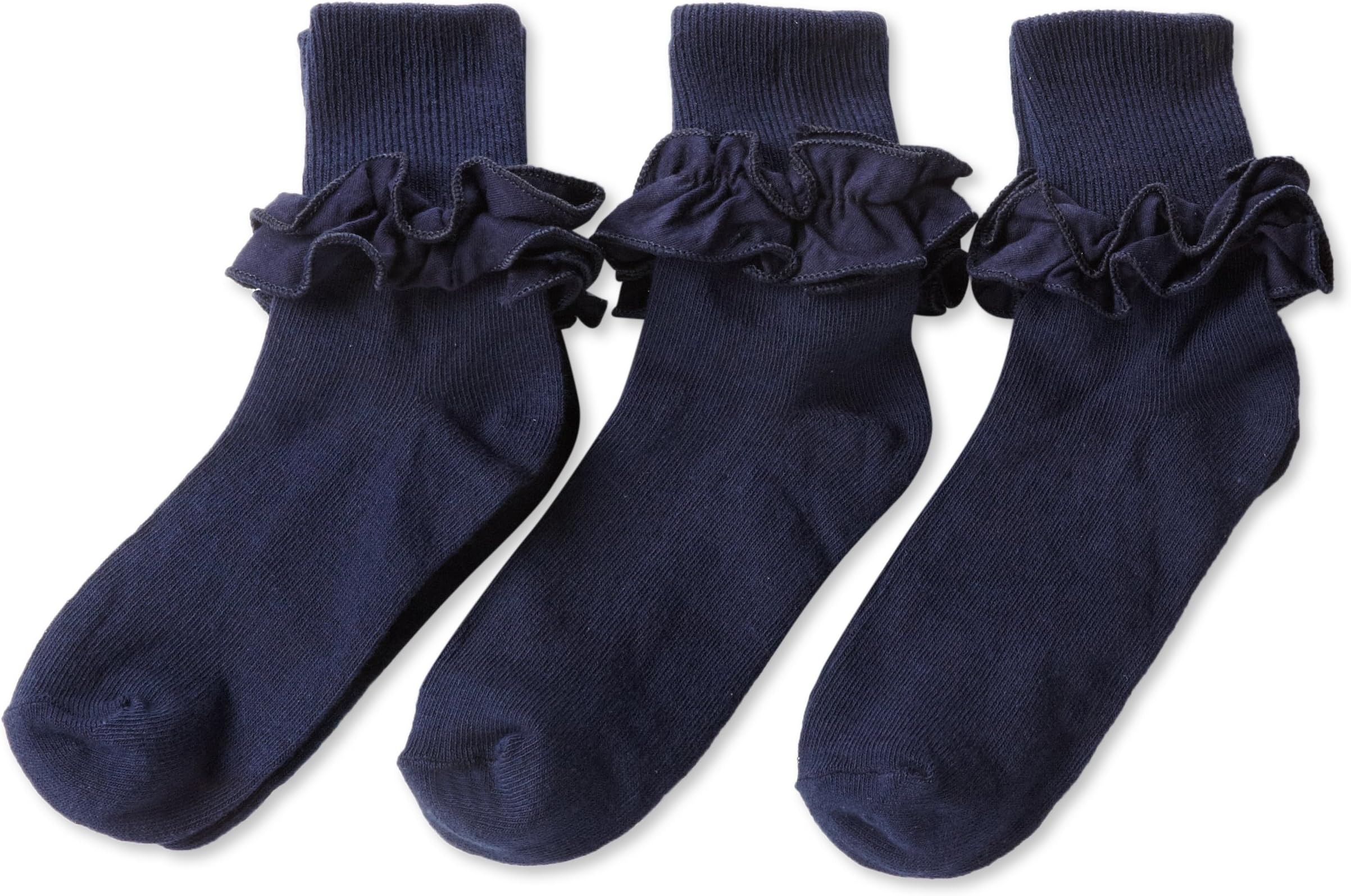 Jefferies SocksGirls 2-6X Misty Ruffle Turn Cuff 3 Pair Pack Socks