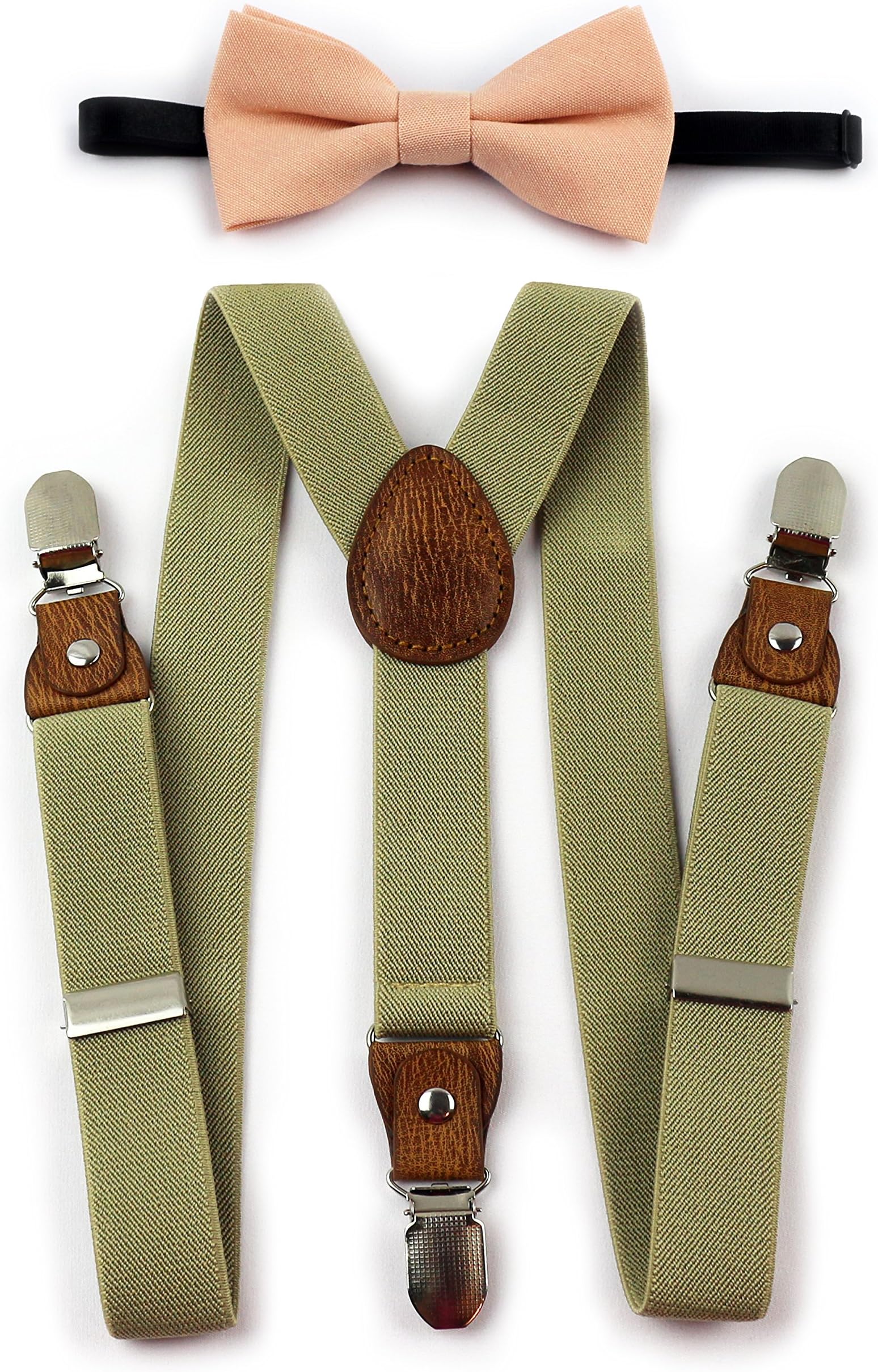 Kids Suspenders and Linen Bow Tie for Wedding, Special Occasions, Birthdays