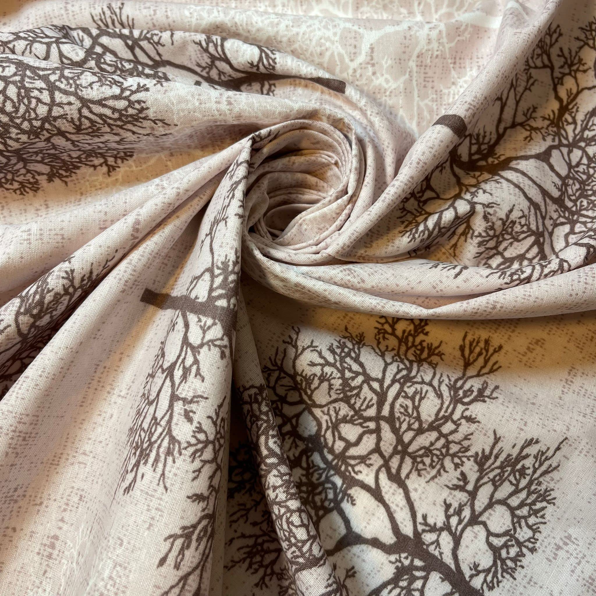 TS Fabric by The Metre UK - 95 Inches / 240 cm Wide - Polycotton Fabric Print - Available in 10 Prints and Sizes (1 Meter, Pink Winter Trees Print)