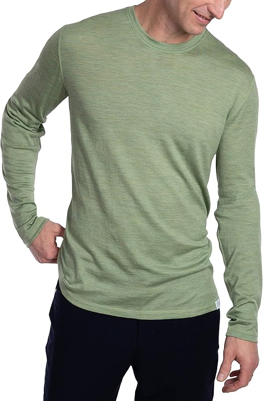 Woolly Clothing Men's Merino Wool Long Sleeve Crew Neck Shirt
