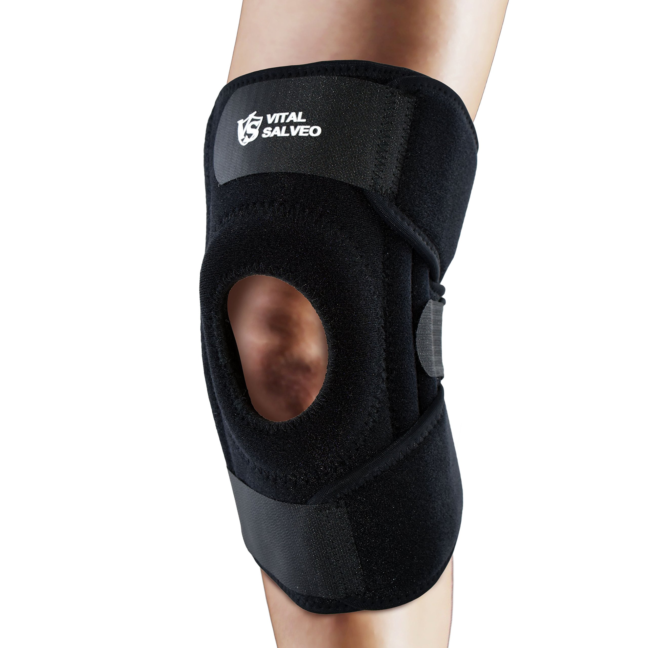 Vital Salveo- 9.5" Adjustable Strengthen Open Patella Knee Support/S-Stays for Relieves Pain, Arthritis, Sports, Running, Jogging, Cycling, Basketball, Skiing-Regular Fit