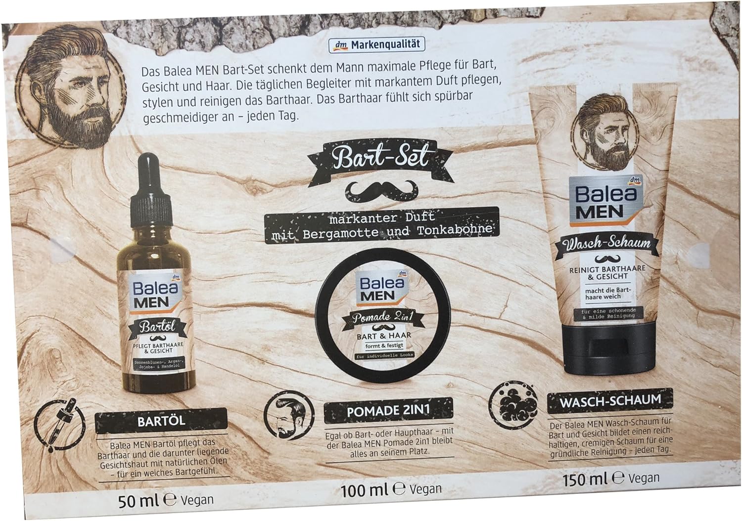 balea men gift set bart set for you 2 in 1 bartol 50 ml pomade 100ml wash 150 ml pack of 1 set