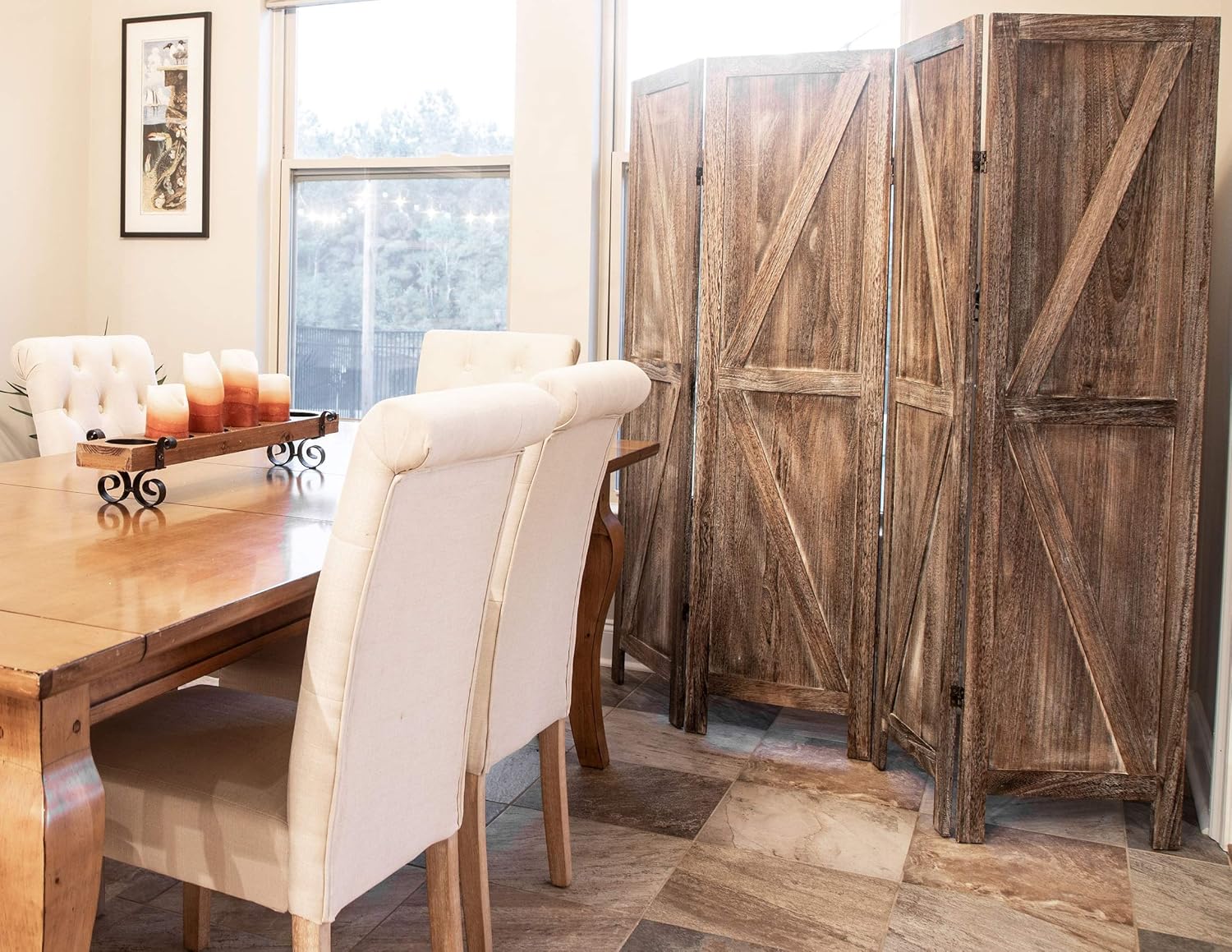 Premium Home Room Divider: Room dividers and Folding Privacy Screens, Privacy Screen, Partition Wall dividers for Rooms, Room Separator, Temporary Wall, Folding Screen, Rustic Barnwood (Barnwood): Furniture & Decor