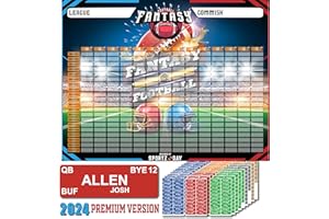 SPORTZDAY Fantasy Football Draft Board 2024-2025 Kit - Extra Large Set with 576 Player Labels - Premium Color Edition[14 Teams 20 Rounds]