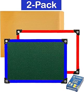 SNDIA (2 Pack) 2 in 1 Double Sided Whiteboard and Slate with Chalk for Kids ( 35 X 24 cm) (Slate with Chalk Board)