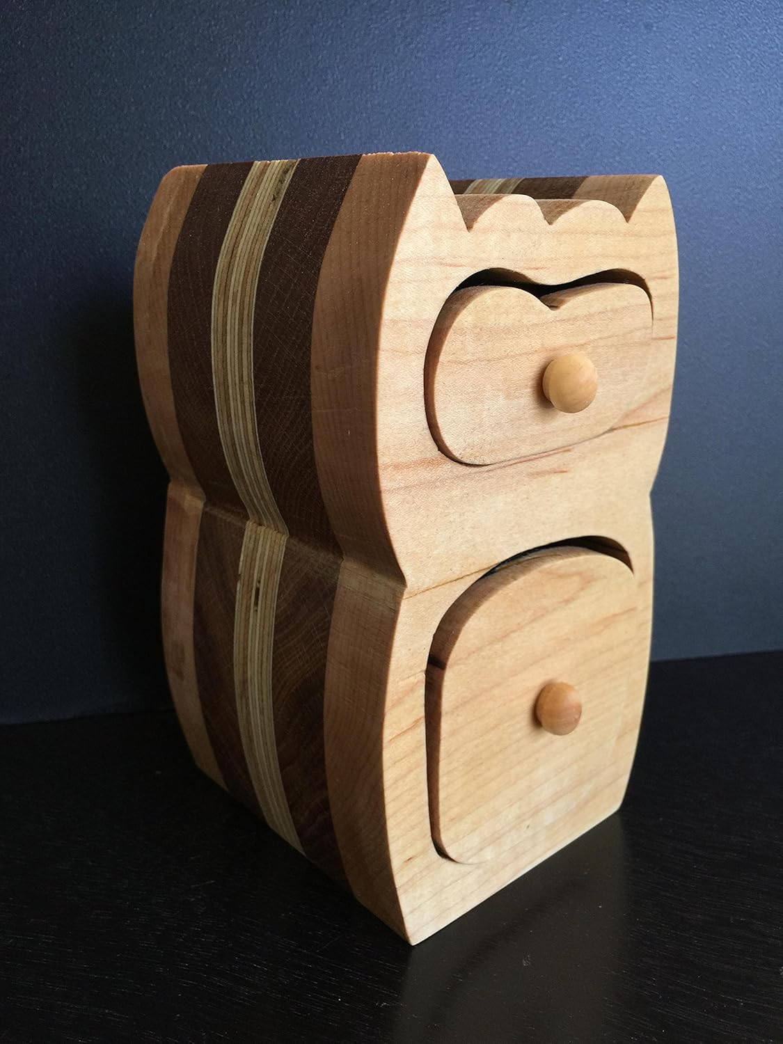 Owl Bandsaw Box 2 Drawer Wood Box, Jewelry Box, Watch Box