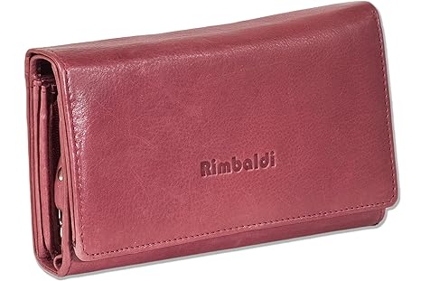 Rimbaldi® Damengeldbörse mit besonders viel Platz aus naturbelassenem Rindsleder in Kastanienbraun, Kastanienbraun
