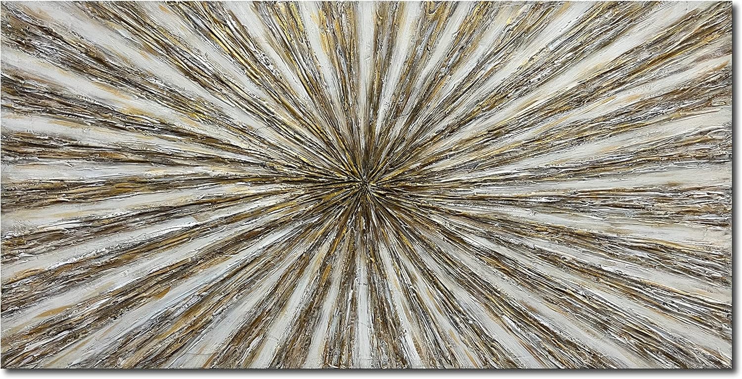 Paintings - NANKAI hand-painted modern abstract wall art oil paintings, 24x48 inch gold texture paintings, large home bedroom living room corridor wall decorative art works
