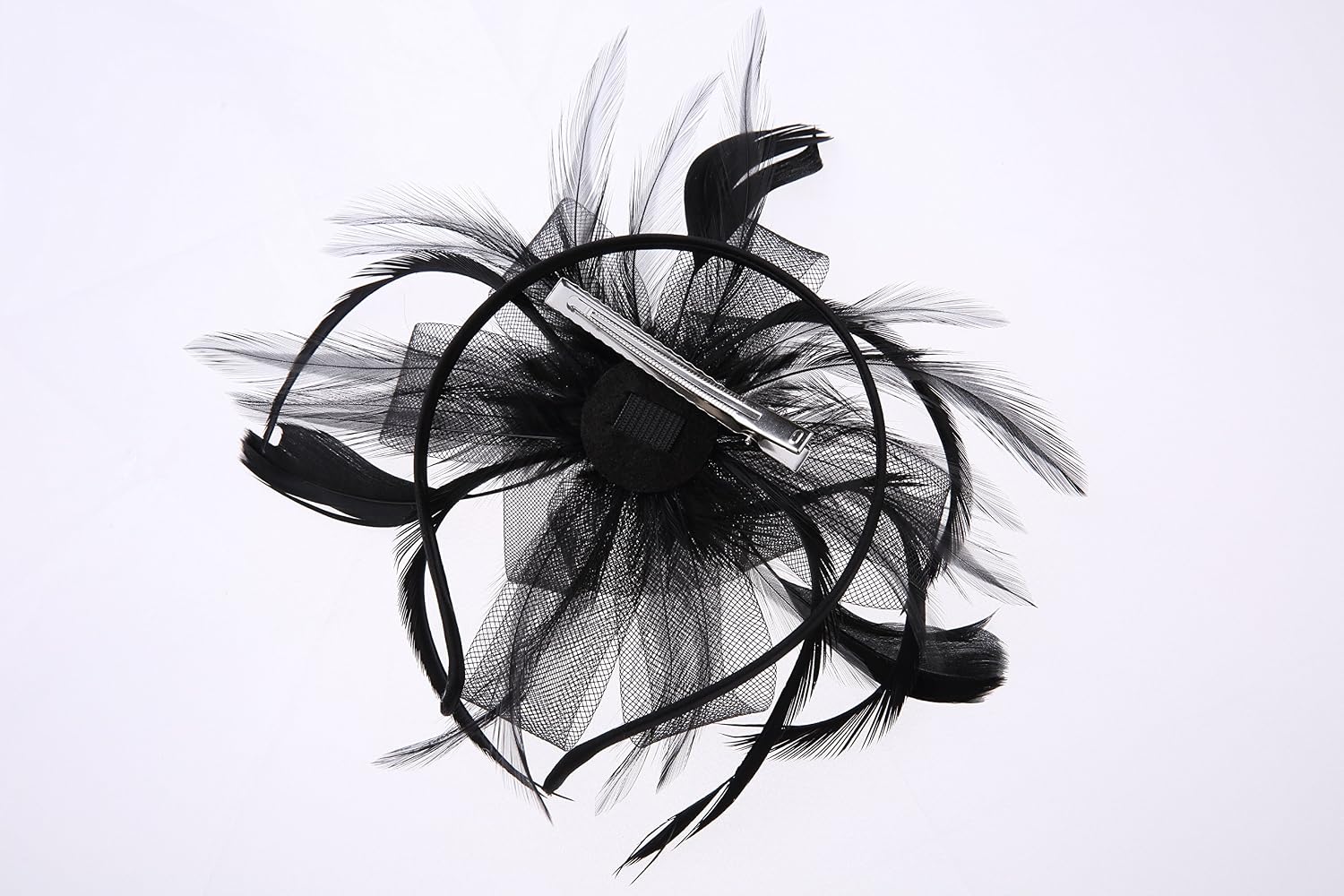 VGLOOK Flower Cocktail Tea Party Headwear Feather Fascinators Derby Hat for Girls and Ladies (Black) - Image 4