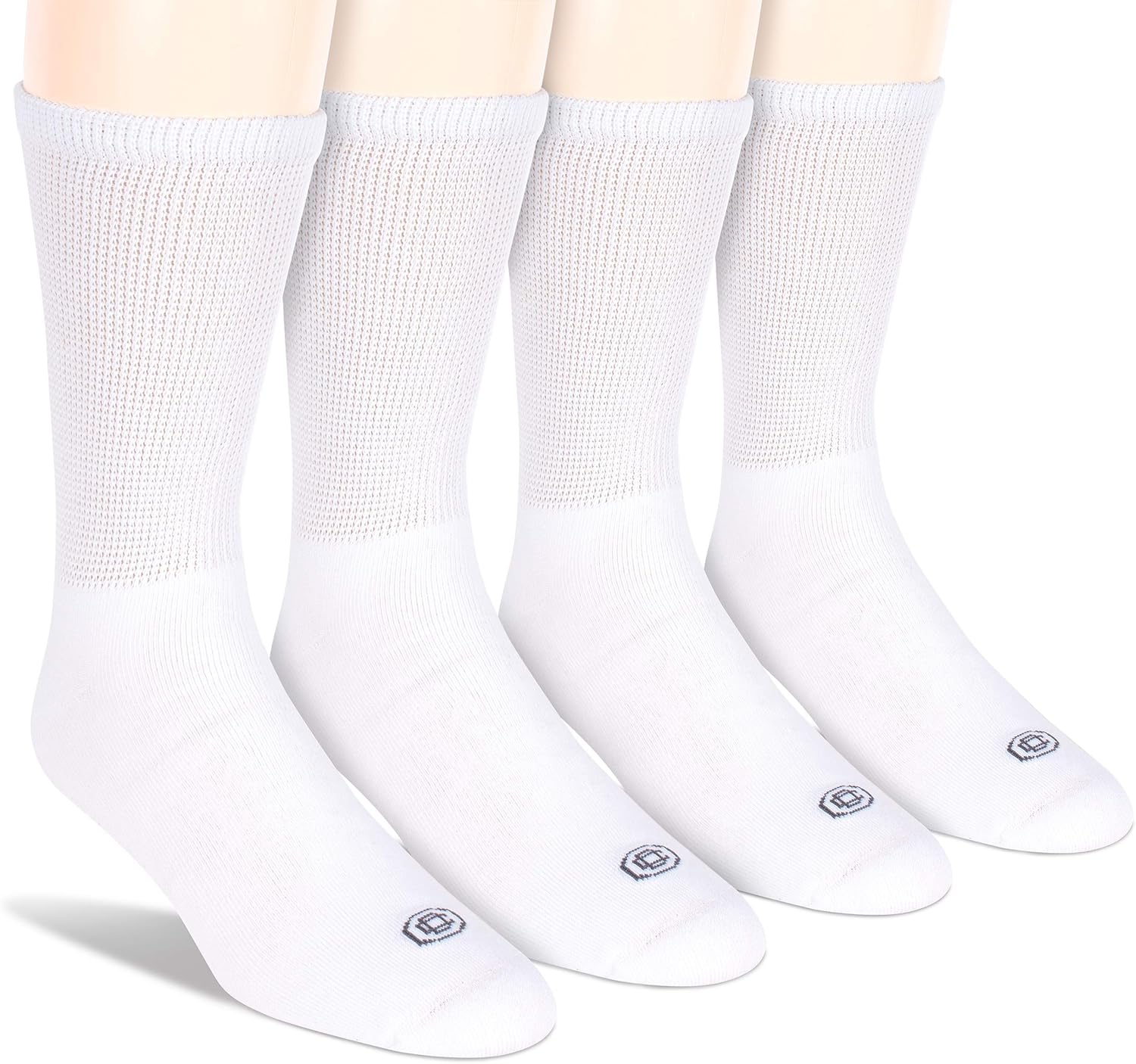 Doctor's Choice Men's Diabetic Crew Socks, Wide Non-Binding Top, Circulatory, Full Cushion, 4 Pack, White, Large, Sock Size 10-13: Health & Personal Care