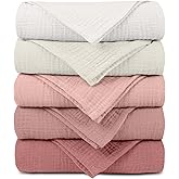 Muslin Receiving Blankets, Neutral Blanket Swaddling for Newborn Boys and Girls, 5 Pack Breathable and Skin-Friendly Swaddle Wrap for Infant Baby (Sweet Colors)
