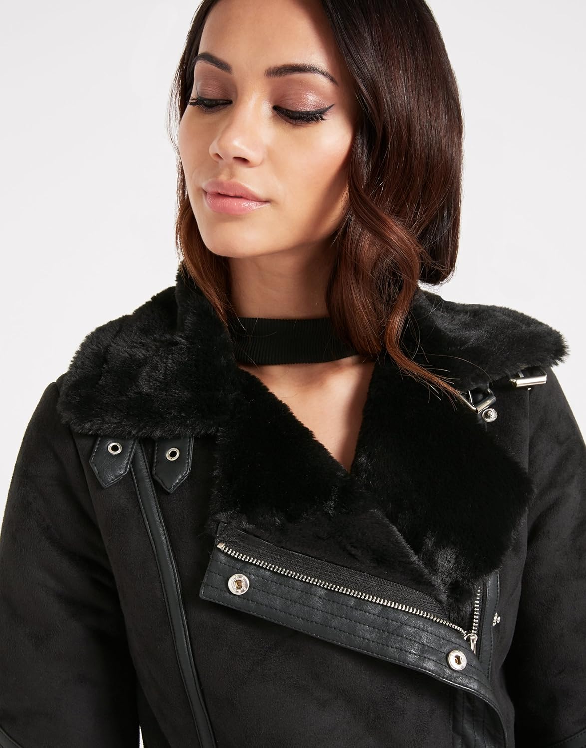 lipsy faux fur bonded wrap coat