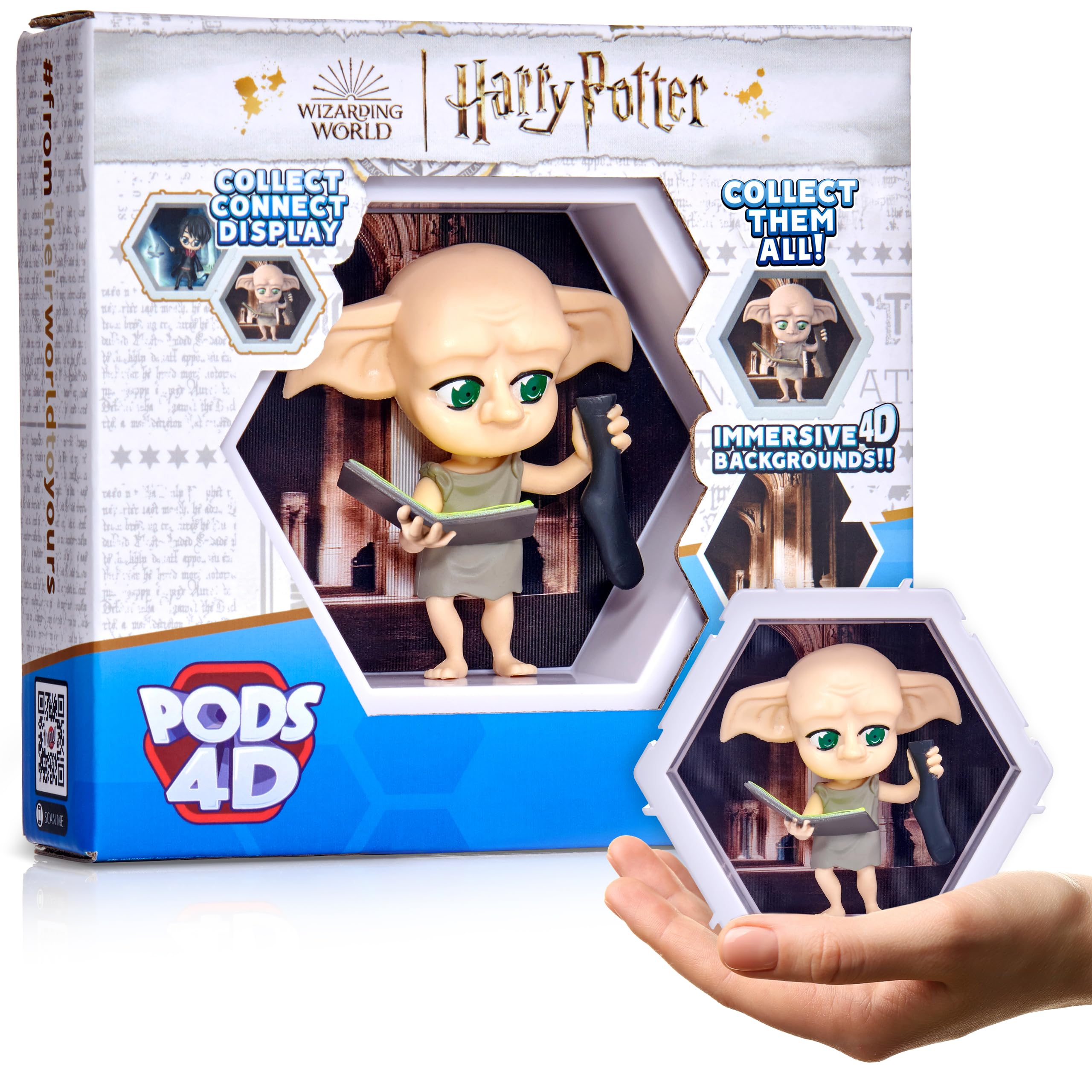 WOW! PODS - 4D Harry Potter Dobby, Unique Connectable Collectable Bobble-head figure that Bursts from their World into Yours, Wall or Shelf Display, Harry Potter Toys and Gifts, Series 1 no. 421