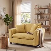 ERYE 46.9" Chenille Upholstered Accent Chair Wide Seat for Living Room Bedroom, Modern Reading Sofa Chair Comfy Cushion Armchair W/Pillows &amp; Wood Legs for Home Apartment Office