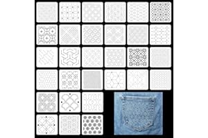 JIEYAO 30 Pcs Plastic Sashiko Stencil, 4.7 x 4.7 Inch Geometric Pattern Template Drawing Line Quilting Stencils for Hand Embroidery and Sashiko Sewing Stabilizers