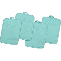 Cotton Pocket Pot Holder Kitchen Hot Pads Heat Resistant, Set of 4, Kitchen Basic Trivet for Cooking and Baking, 7”x 9…