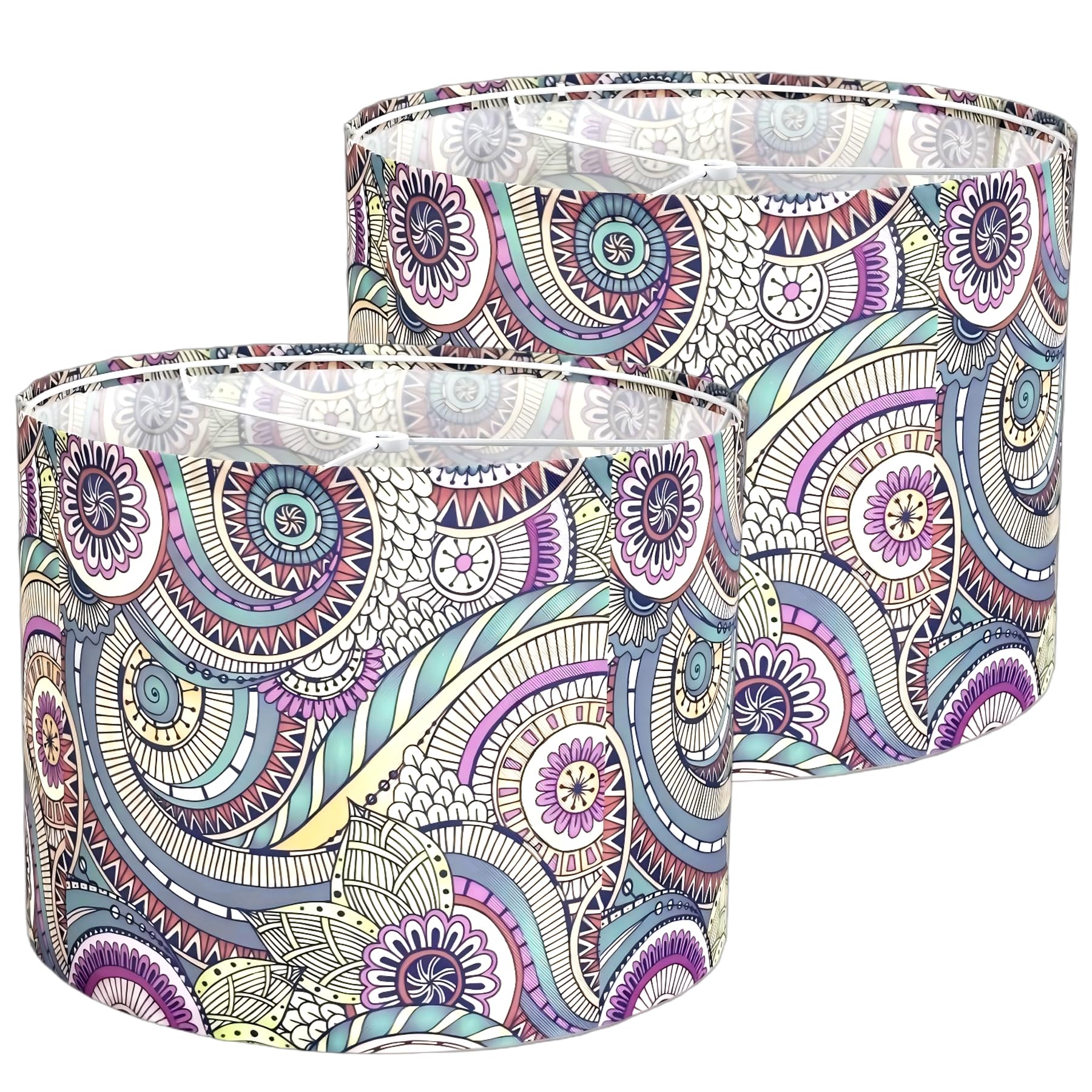 Photo 1 of LUMIPAP Lamp Shades set of 2 with Purple Bohemian Style,13x13x10IN Fabric Lamp Shades for Table Lamps,Floor Lamps,Spider Fitter,Drum Lamp Shades,Assembly Required