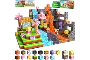 DUSFAN 100PCS Magnetic Blocks, Magnetic Cubes Magic Forest Set for Boys & Girls Toys Age 3-5 6-8 8-10, Magnetic Tiles 1" Building Blocks Toddler Toys STEM Sensory, Creative Kids Games Kids Toys