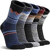 Sandsuced Merino Wool Hiking Warm Socks Thermal Winter Cozy Crew Socks with Cushioned Sole 
Moisture Wicking 5 Pairs for Men
