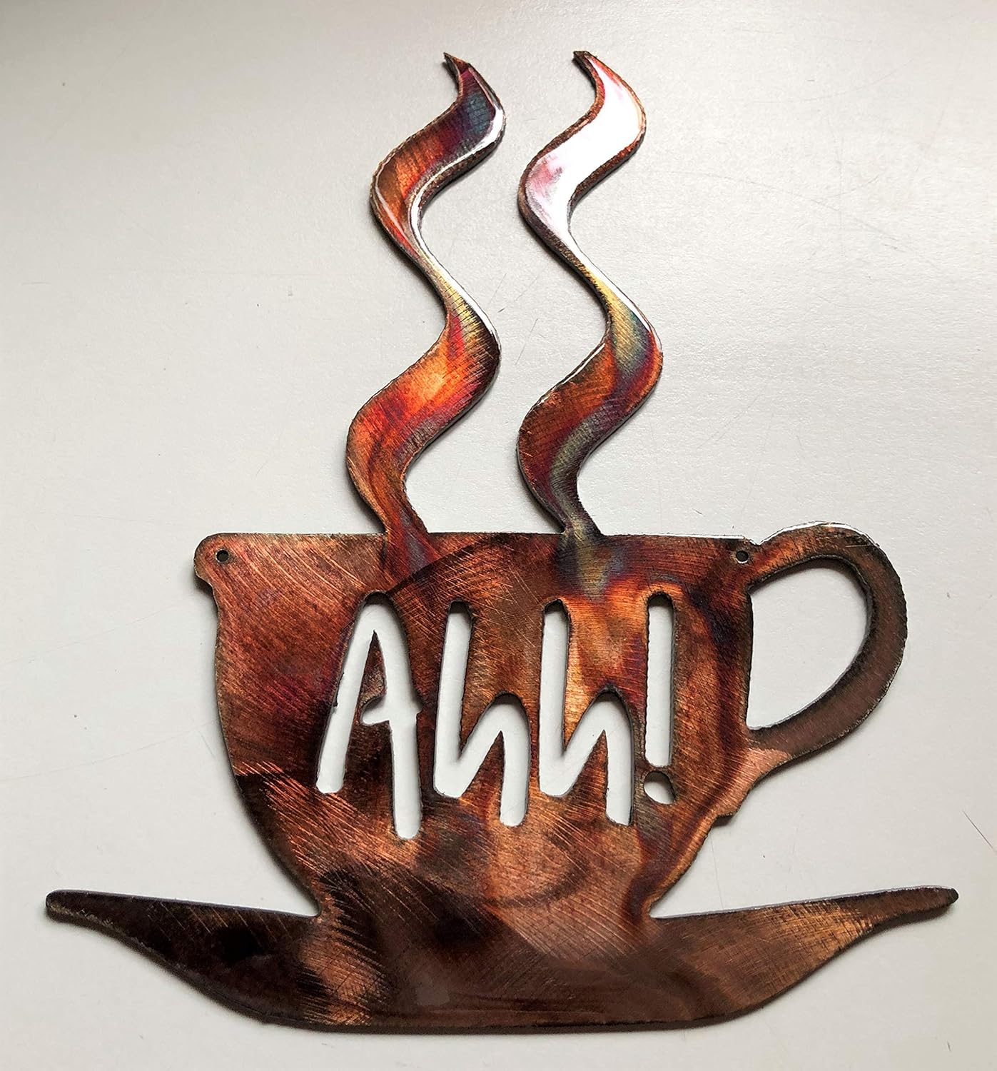 Ahh! Coffee Cup Metal Wall Art Decor Handmade