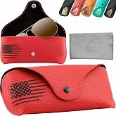Modern Eyewear Leather Glasses Case - Slim Glasses Case for Men and Women - Portable Sunglasses Case