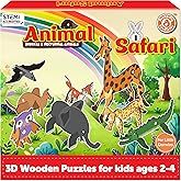 Butterfly EduFields 3D Wooden Animal Puzzles for Kids for Age 2-4 Girl & Boy | Birthday Gift for Kid Ages 2,3,4 Years | Educational Toys for Kids 2,3,4 Years | DIY Craft Kit