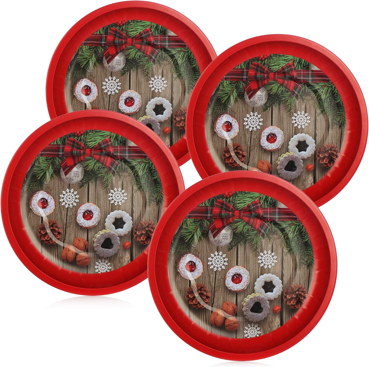 com-four® 4X Weihnachtsteller aus Metall - Nikolausteller mit Weihnachtsmotiv - Adventsteller ...