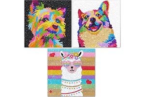 UiSdfuy Diamond Art Kits for Kids,Arts & Crafts Ages 8 9 10 11 12,Diamond Art for Kids,Gem Art 3 Pack Diamond Painting 6" X 6" (3-Dog)