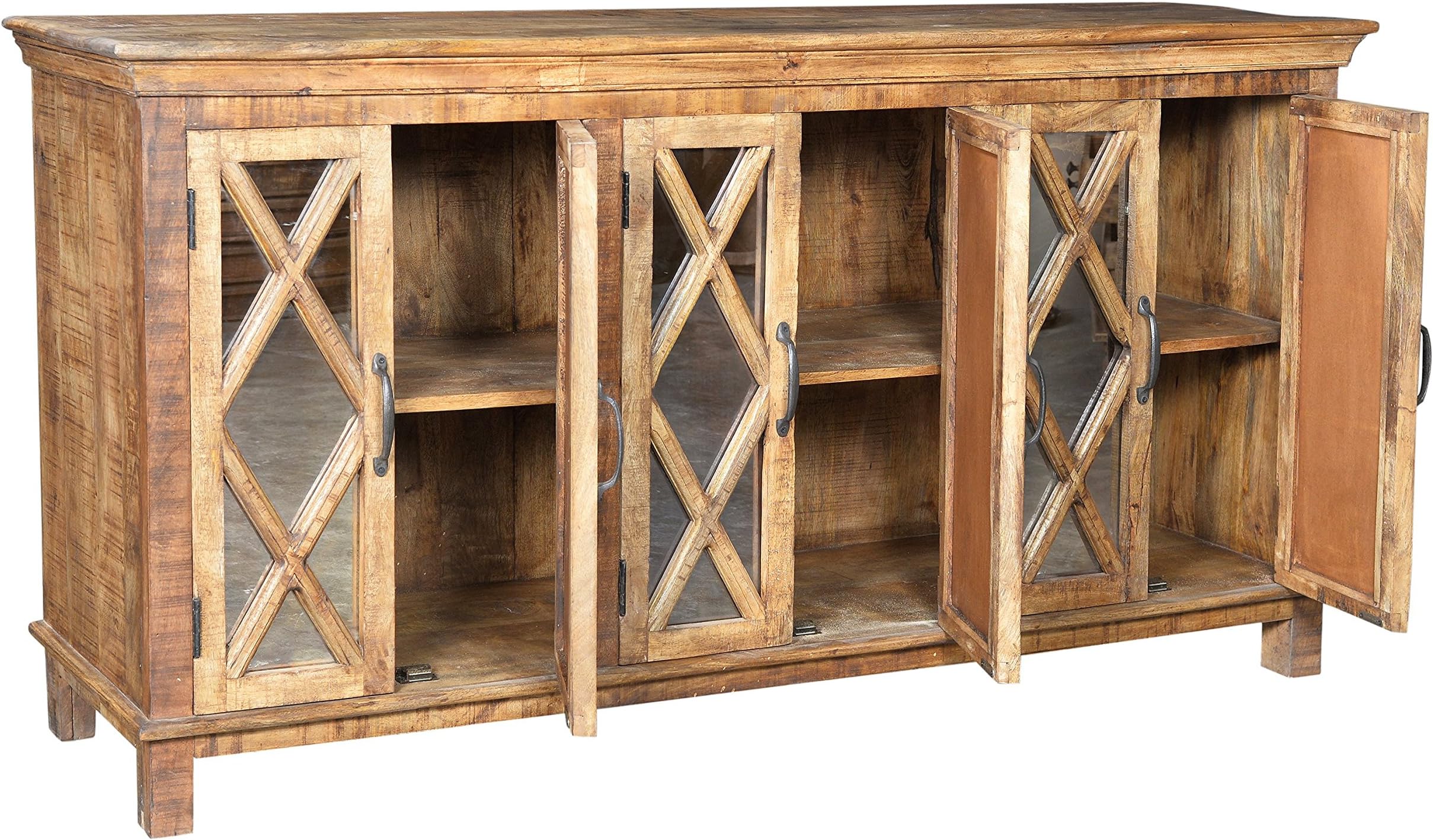 Moti Furniture Golden Buffet with 6 Antique Mirror Doors