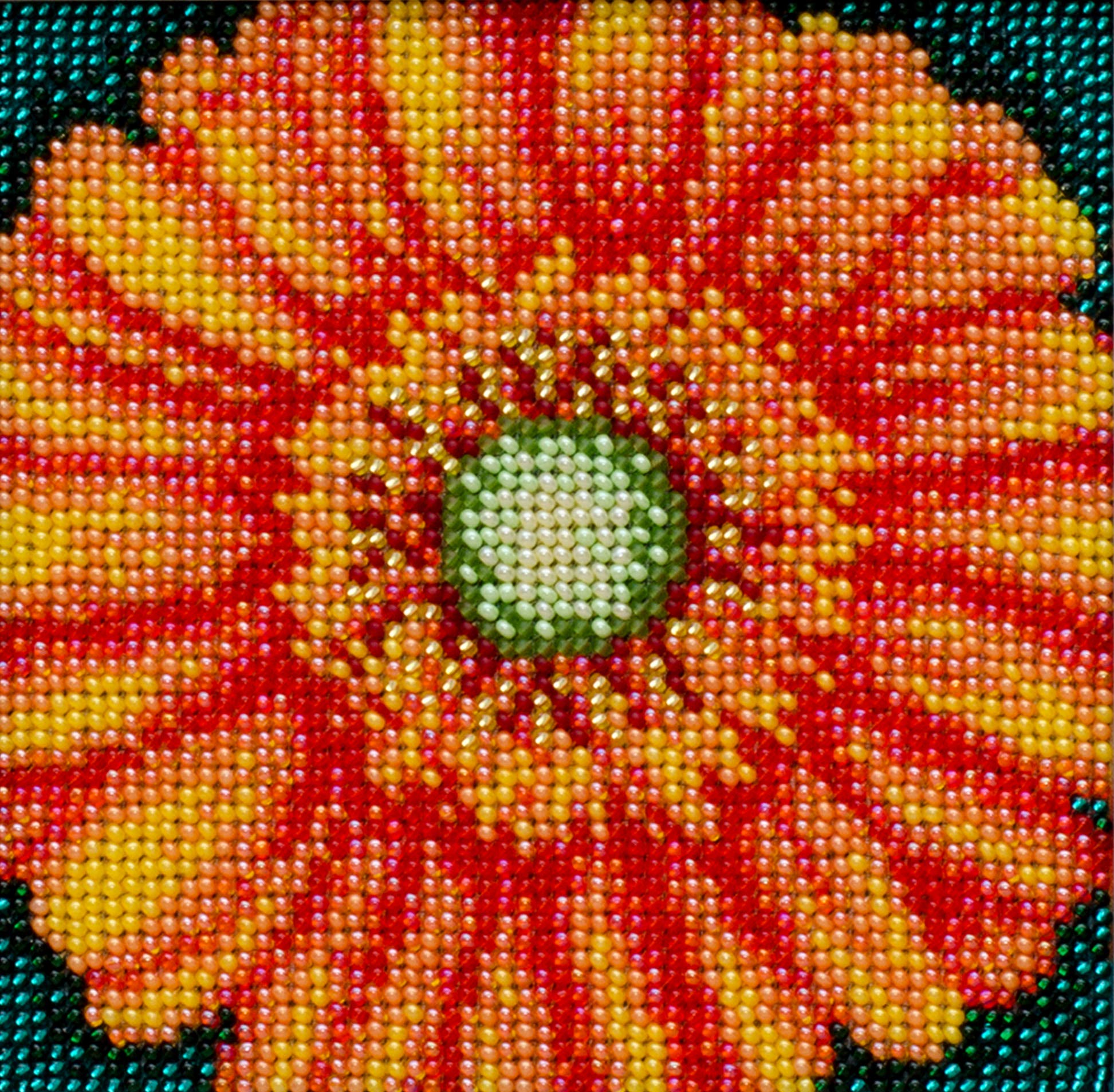 Orange Blossom Beads Embroidery kit; Contemporary Embroidery; Gift idea; Needlepoint Design; Decor; Seed Beads Preciosa;