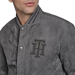 Tommy Hilfiger Men's Faux Suede Logo Varsity