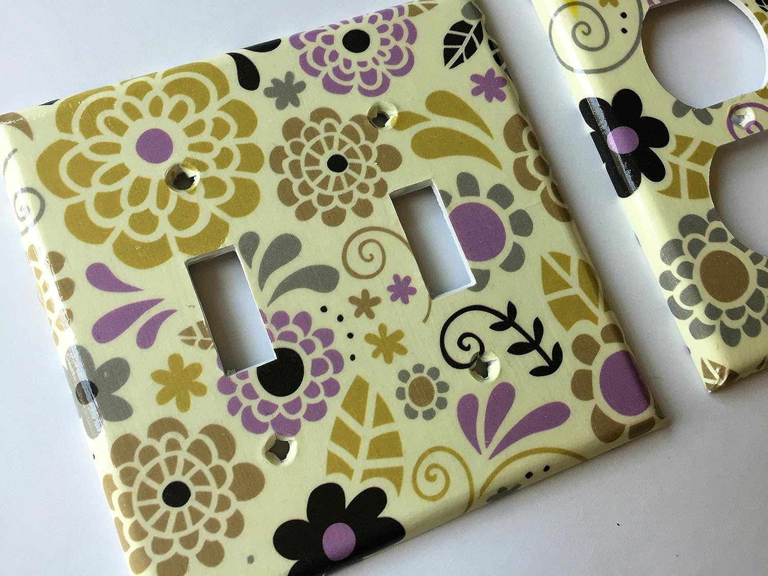 Amazon Com Lavender And Gray Floral Light Switch Cover