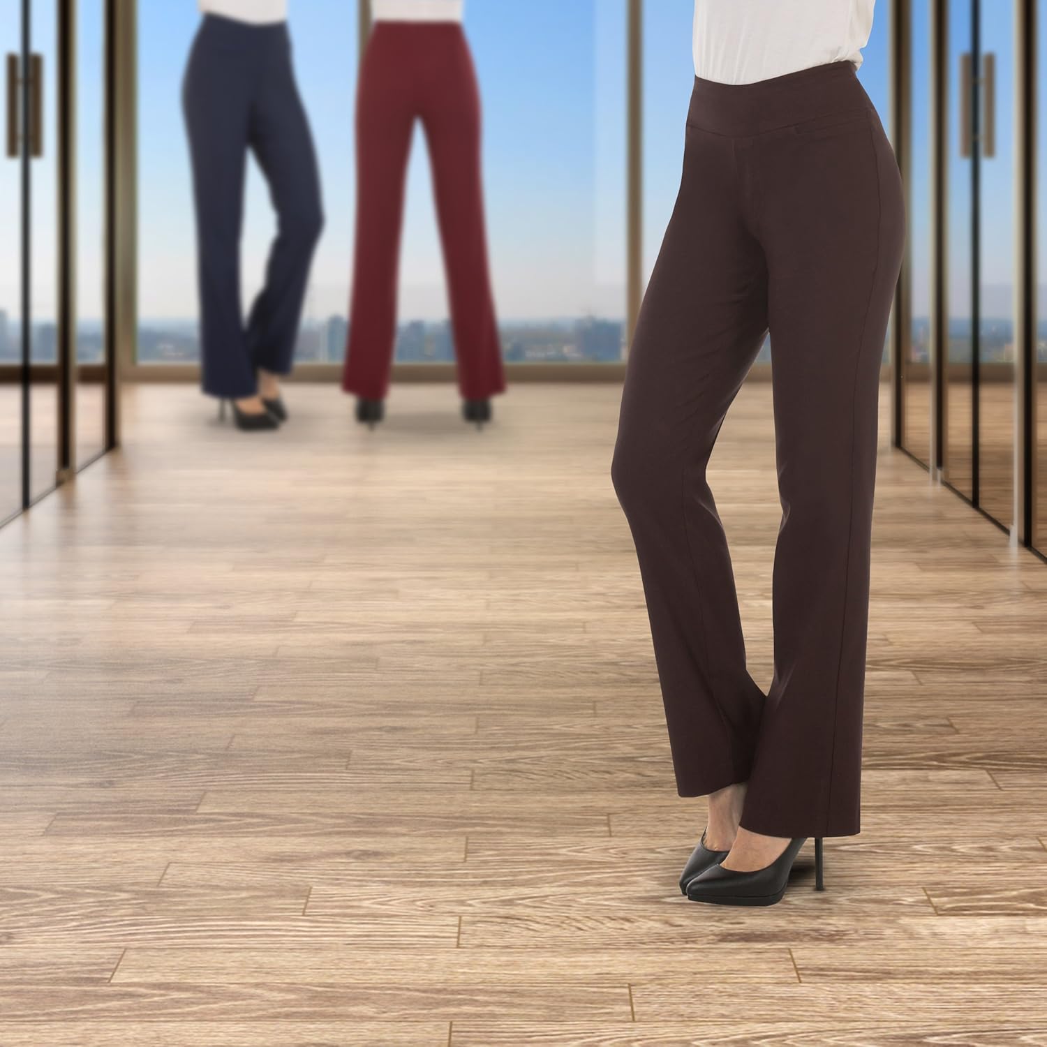 Red Hanger Bootcut Dress Pants for Women Stretch Comfy Work Pull on